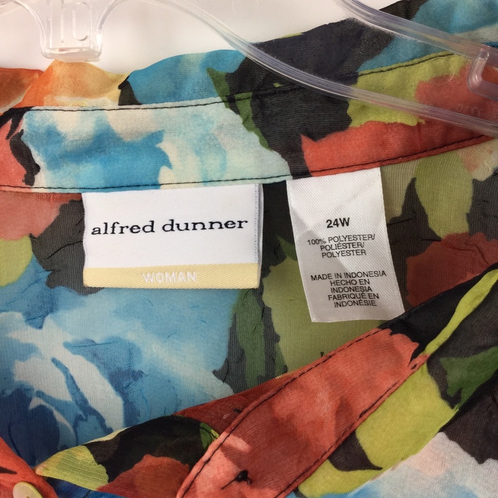 Alfred Dunner 24W Top Orange Blue Semi Sheer - Picture 3 of 5